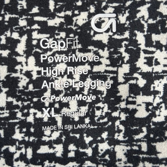 GAP Fit Power Move High Rise Ankle Leggings White Black Workout Activewear XL - Picture 2 of 4